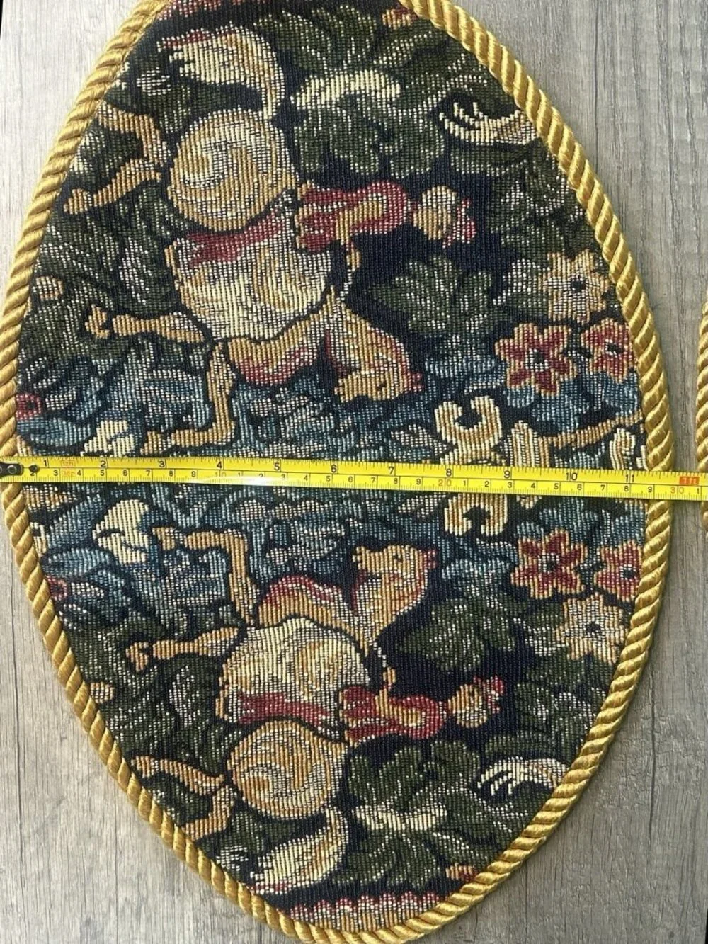 Set 6 Equestrian Horse Tapestry Oval Placemats Gold Cord English Country Vintage